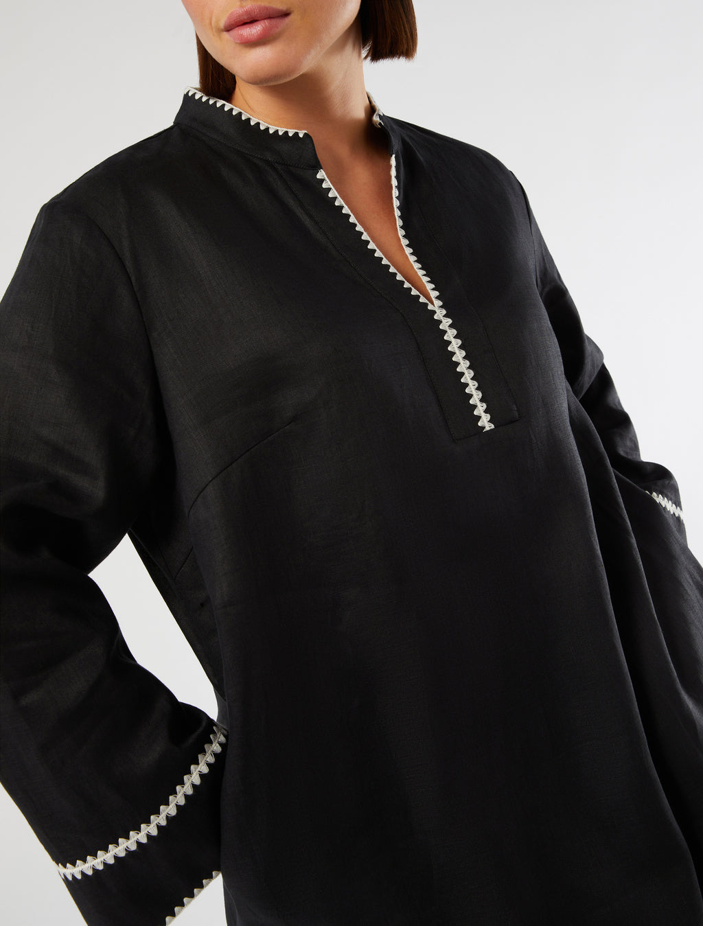 marina rinaldi embroidered linen canvas dress for woman