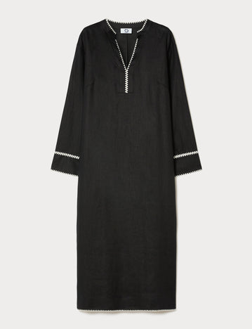 marina rinaldi embroidered linen canvas dress for woman