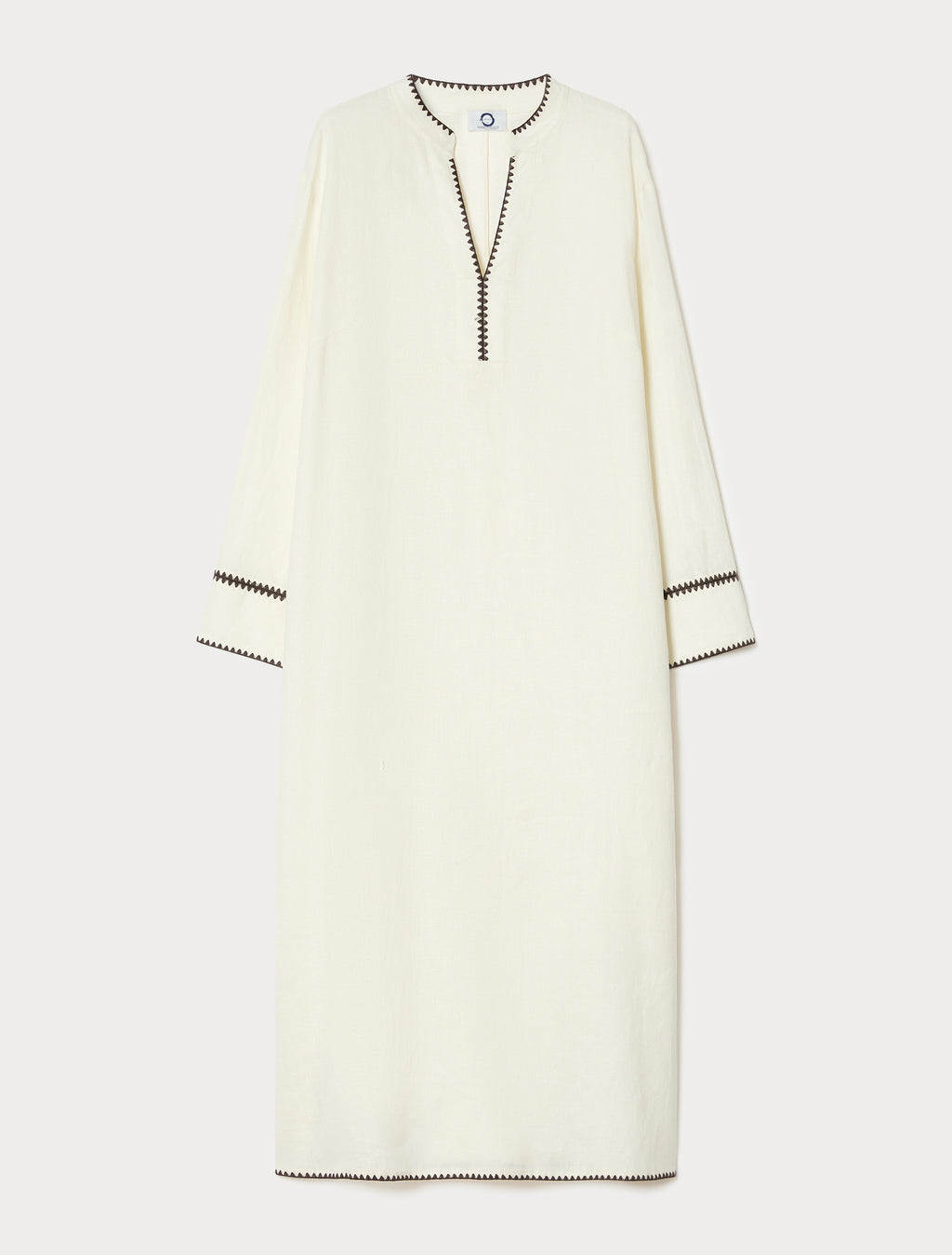 marina rinaldi embroidered linen canvas dress for woman