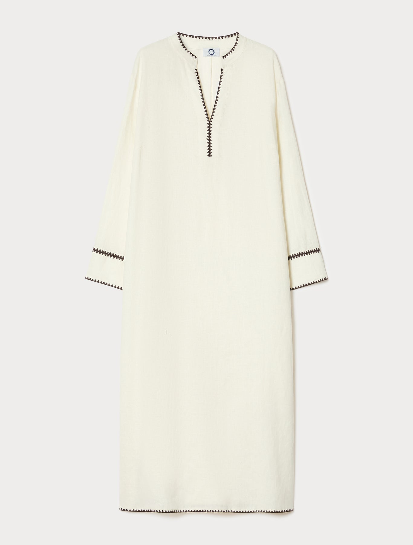 marina rinaldi embroidered linen canvas dress for woman