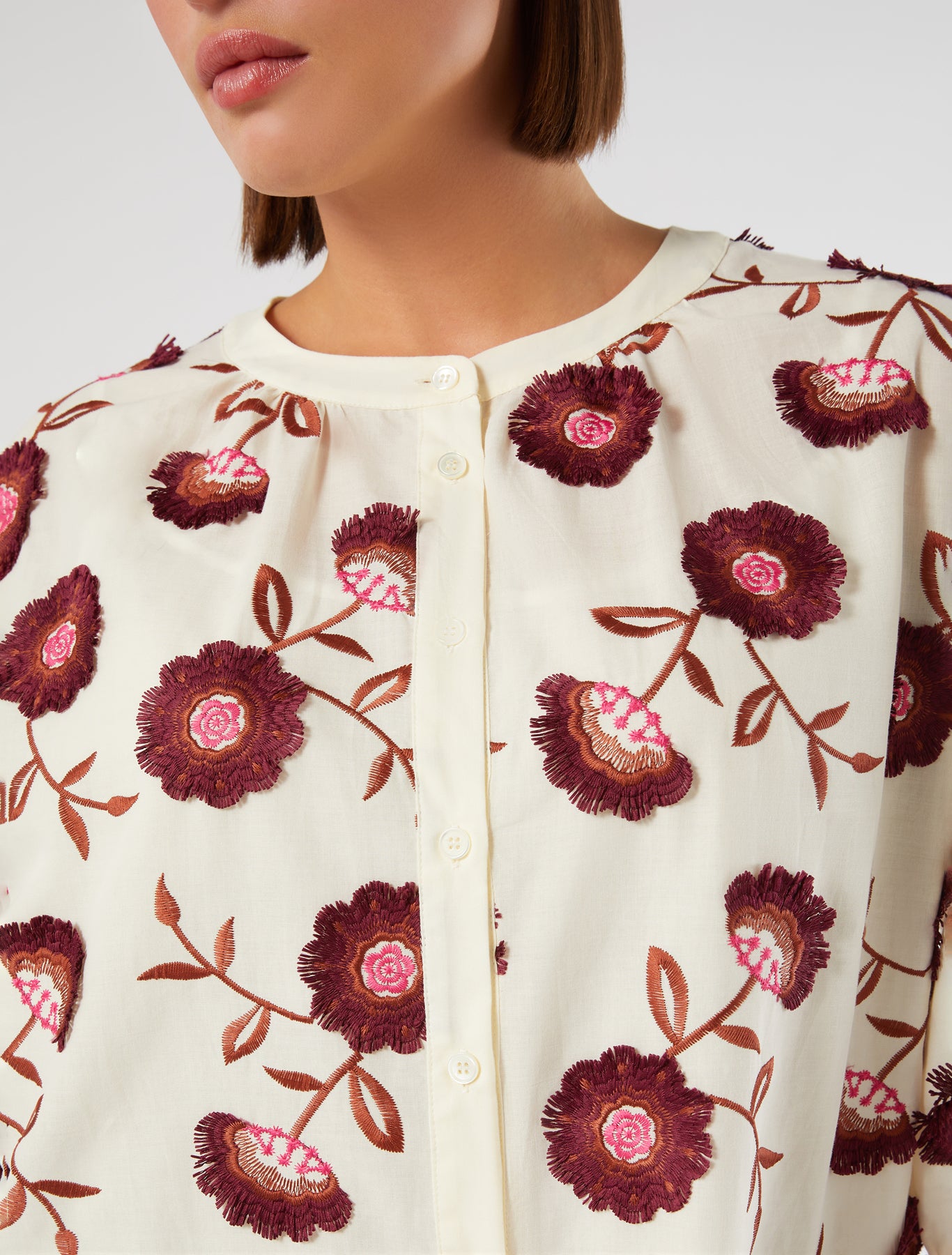 marina rinaldi embroidered muslin shirt for woman