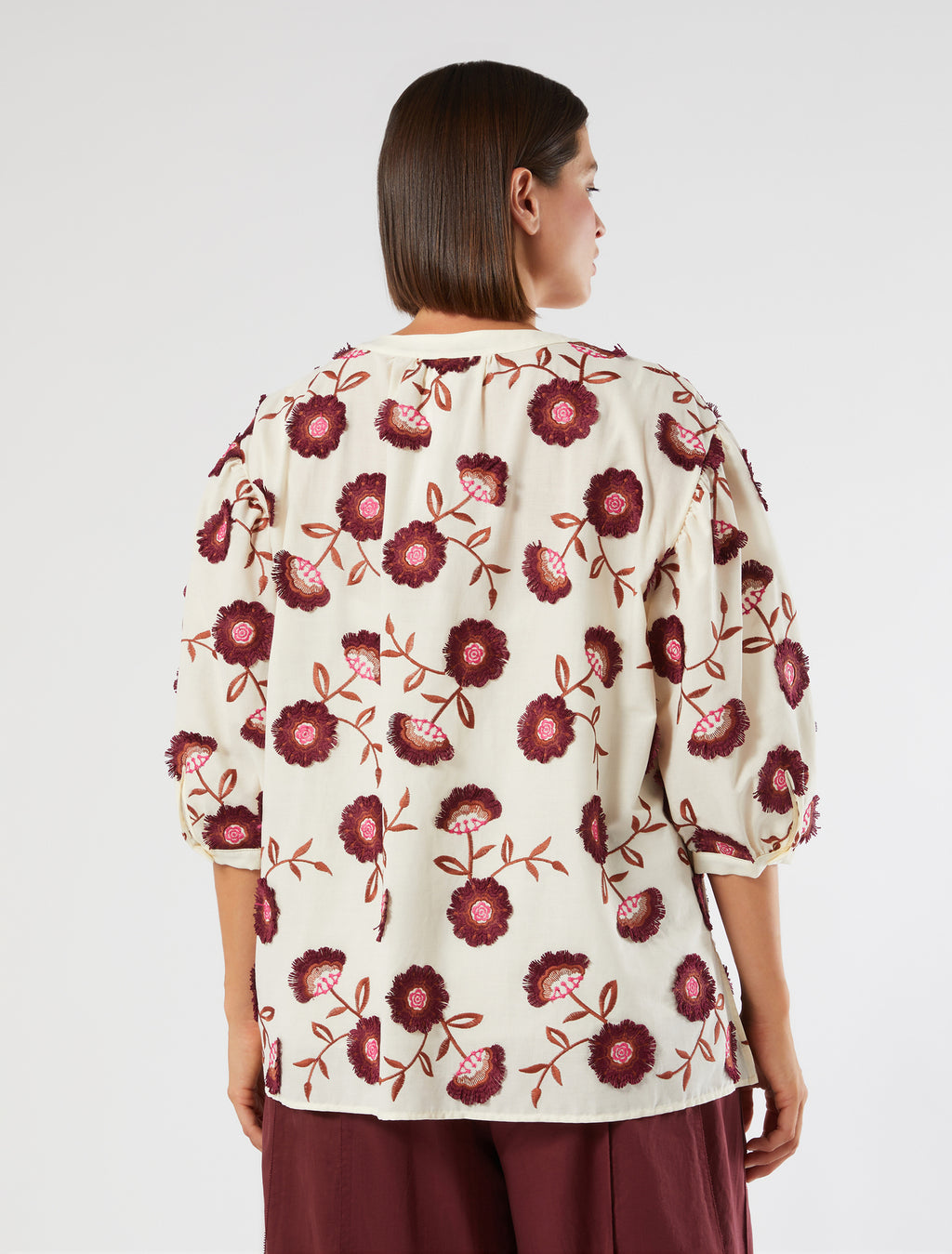 marina rinaldi embroidered muslin shirt for woman