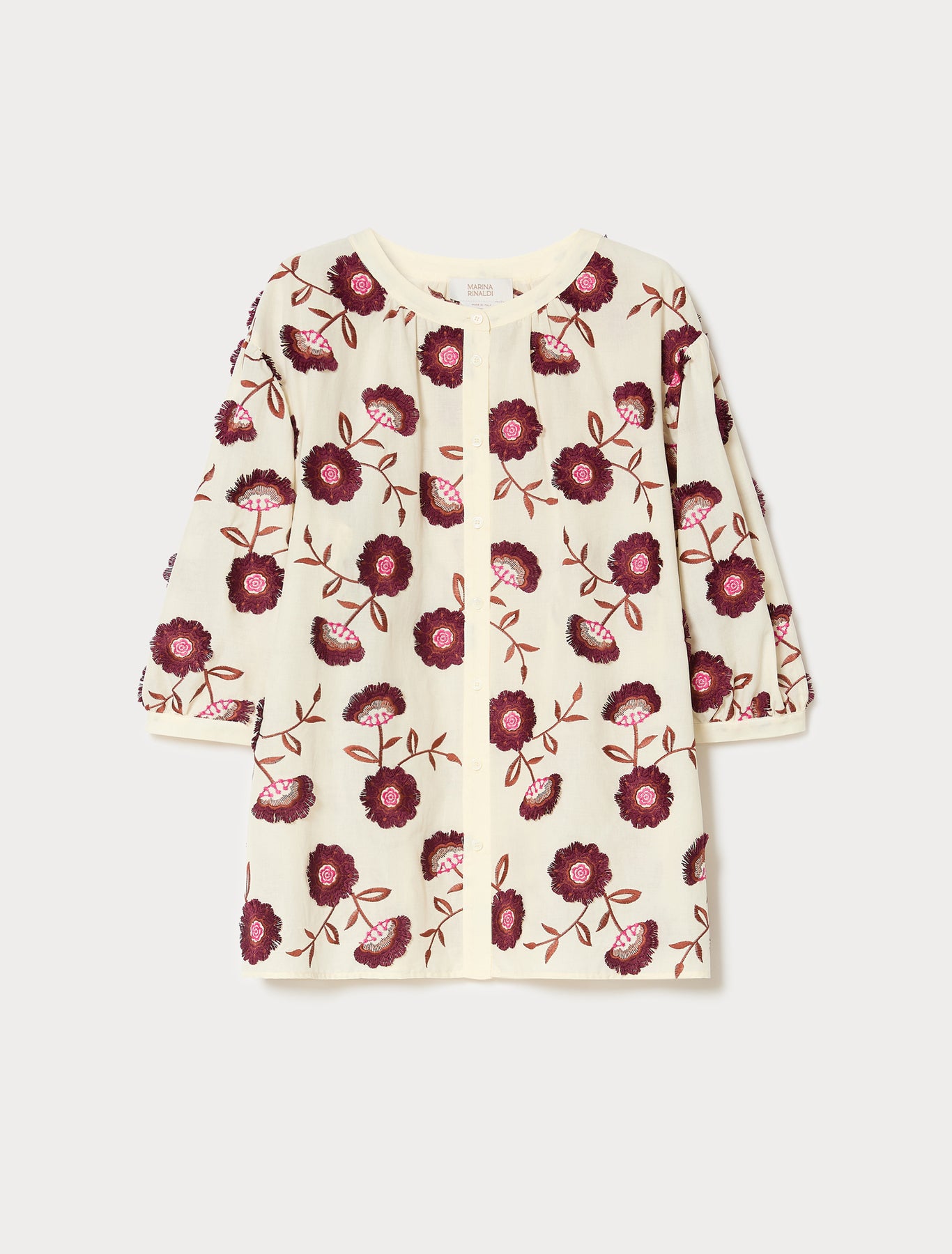 marina rinaldi embroidered muslin shirt for woman