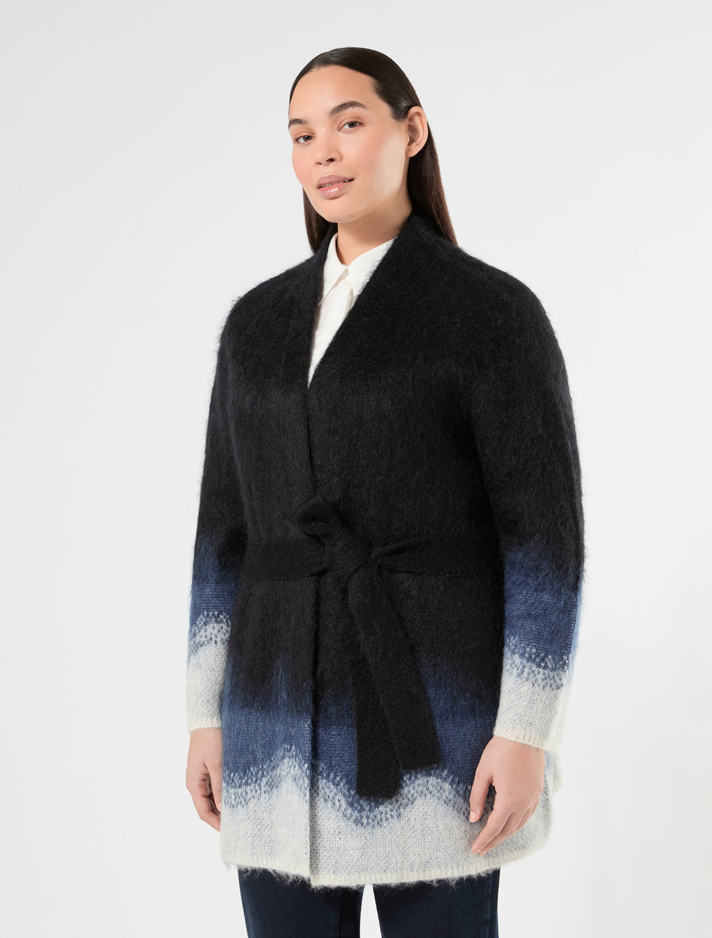 Marina Rinaldi jacquard mohair cardigan for woman