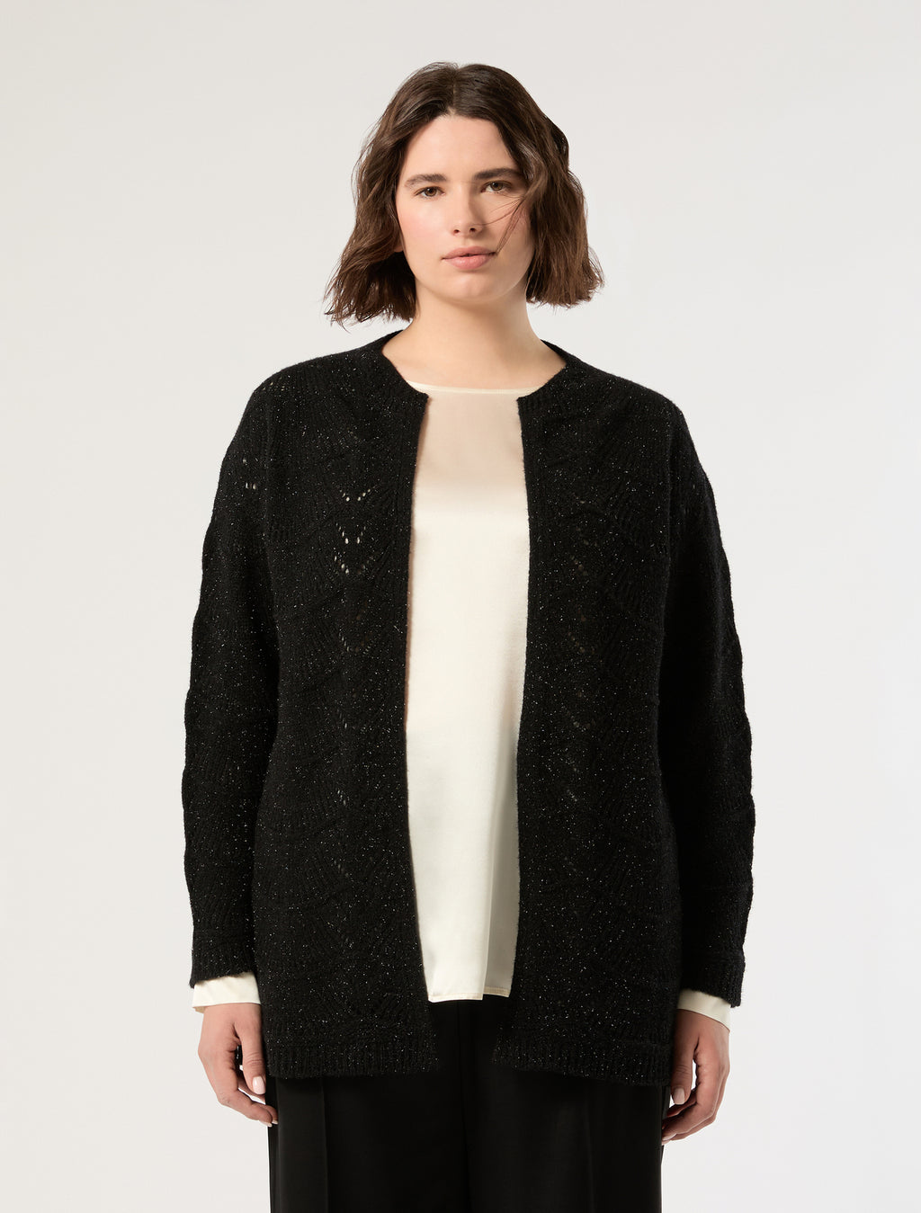 Marina Rinaldi open-knit wool cardigan for woman