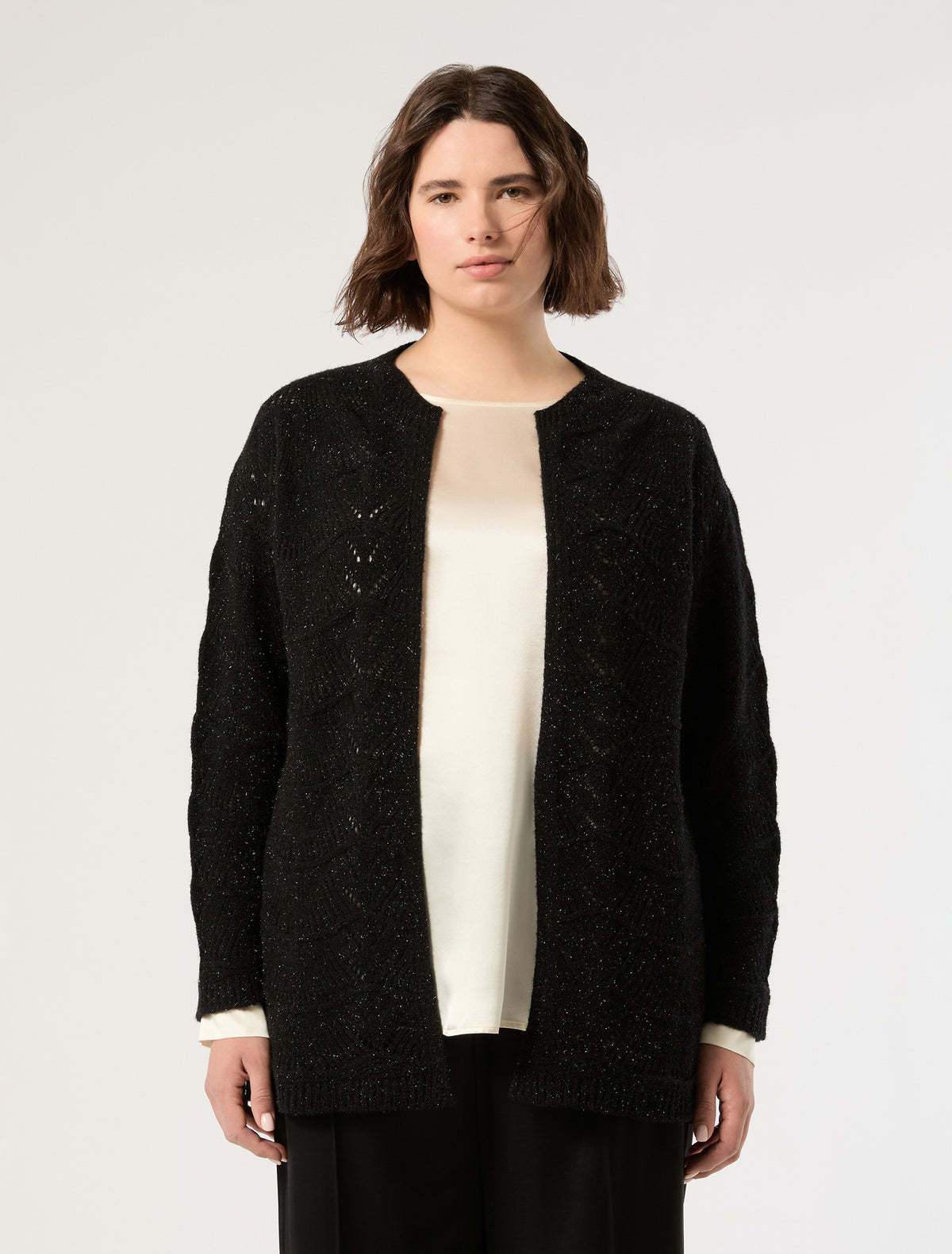 Marina Rinaldi open-knit wool cardigan for woman