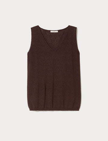 Linen and lurex knit vest top