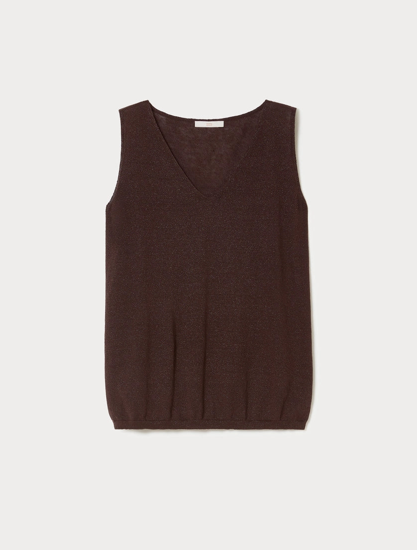 Linen and lurex knit vest top