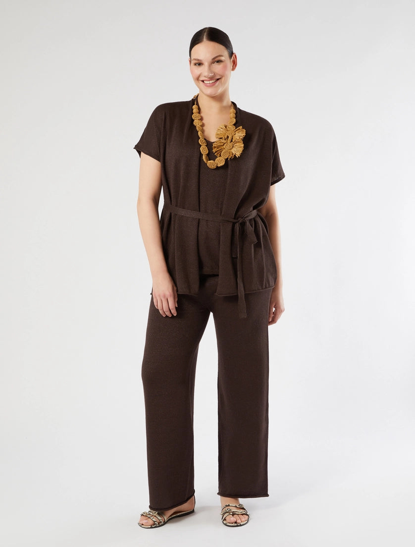 Linen and lurex knit vest top