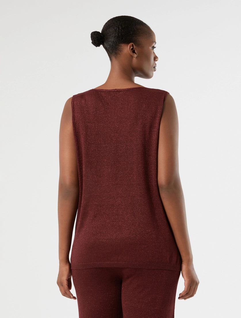 Linen and lurex knit vest top