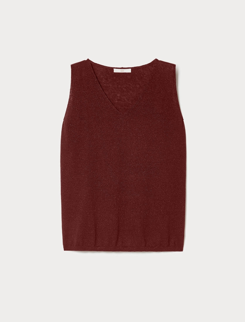 Linen and lurex knit vest top