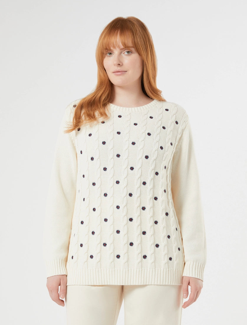 Embroidered cotton sweater