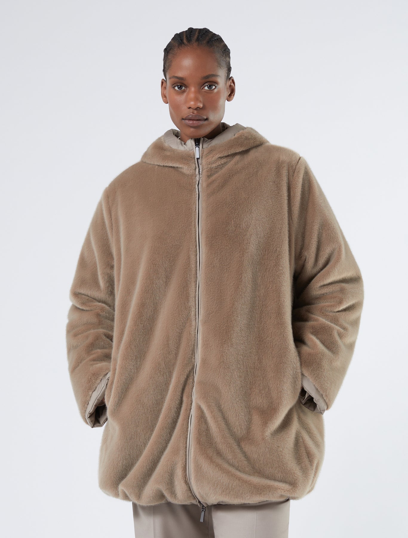 Reversible padded jacket in matt satin