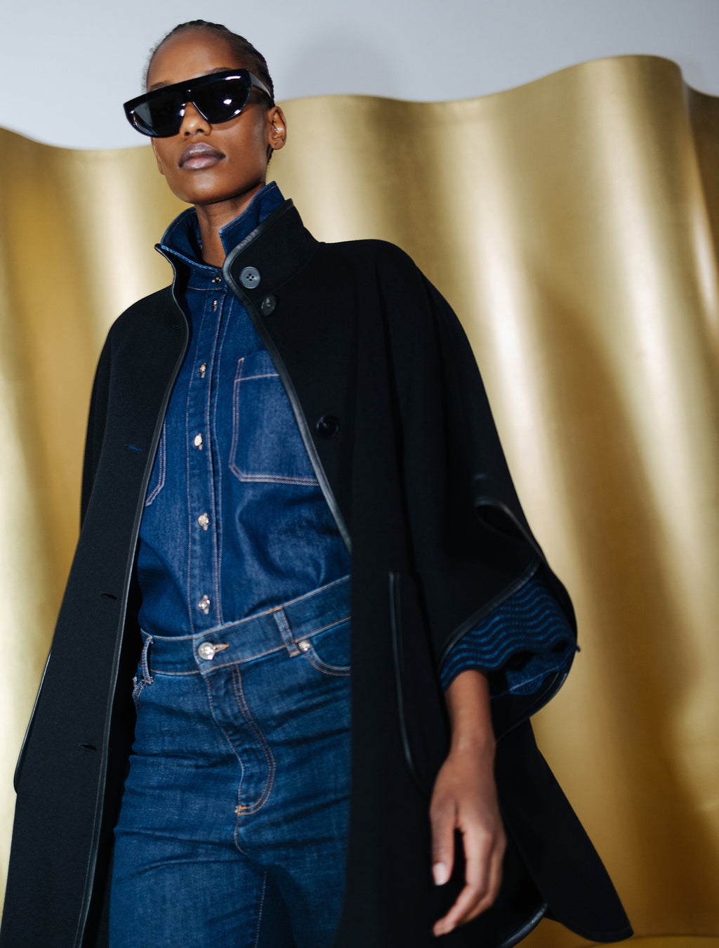 Marina Rinaldi double wool and nylon cape for woman