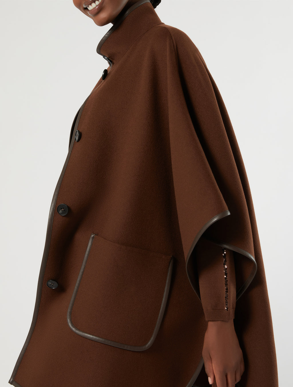 Marina Rinaldi double wool and nylon cape for woman