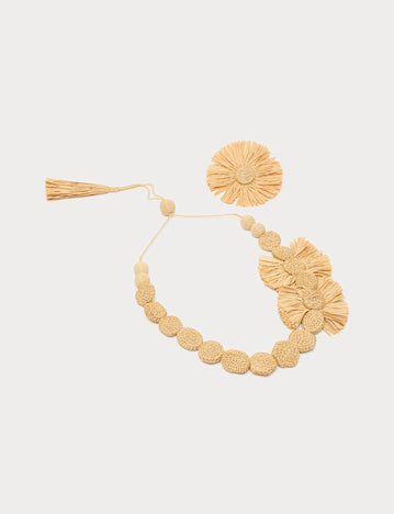 Raffia necklace and brooch