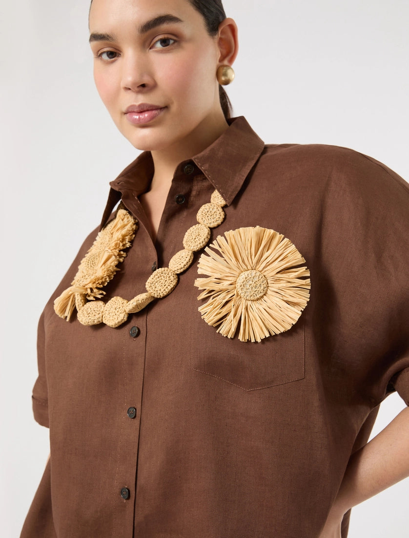 Raffia necklace and brooch