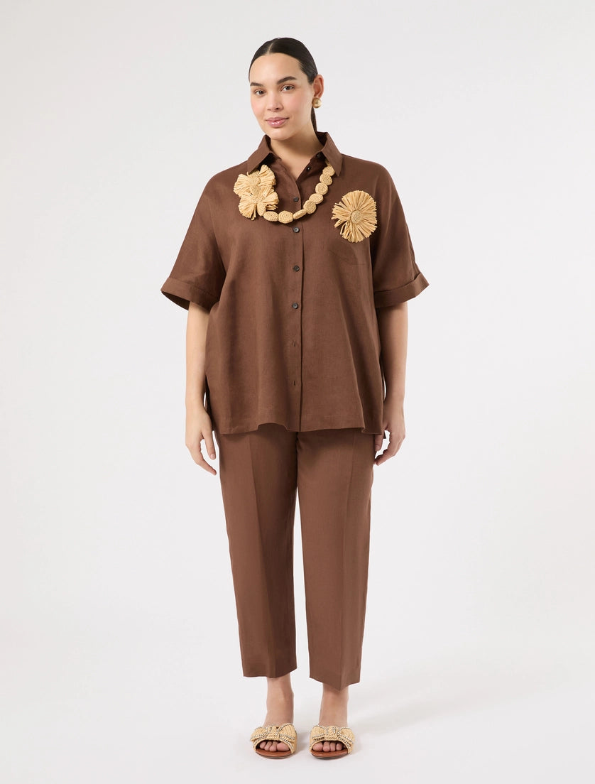 Raffia necklace and brooch