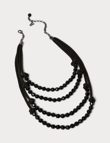 Multi-strand resin and tubular necklace