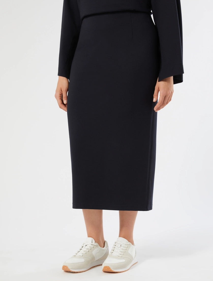 Jersey calf-length skirt