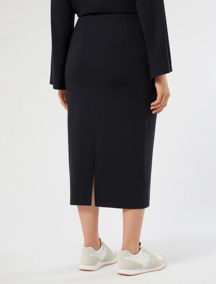 Jersey calf-length skirt