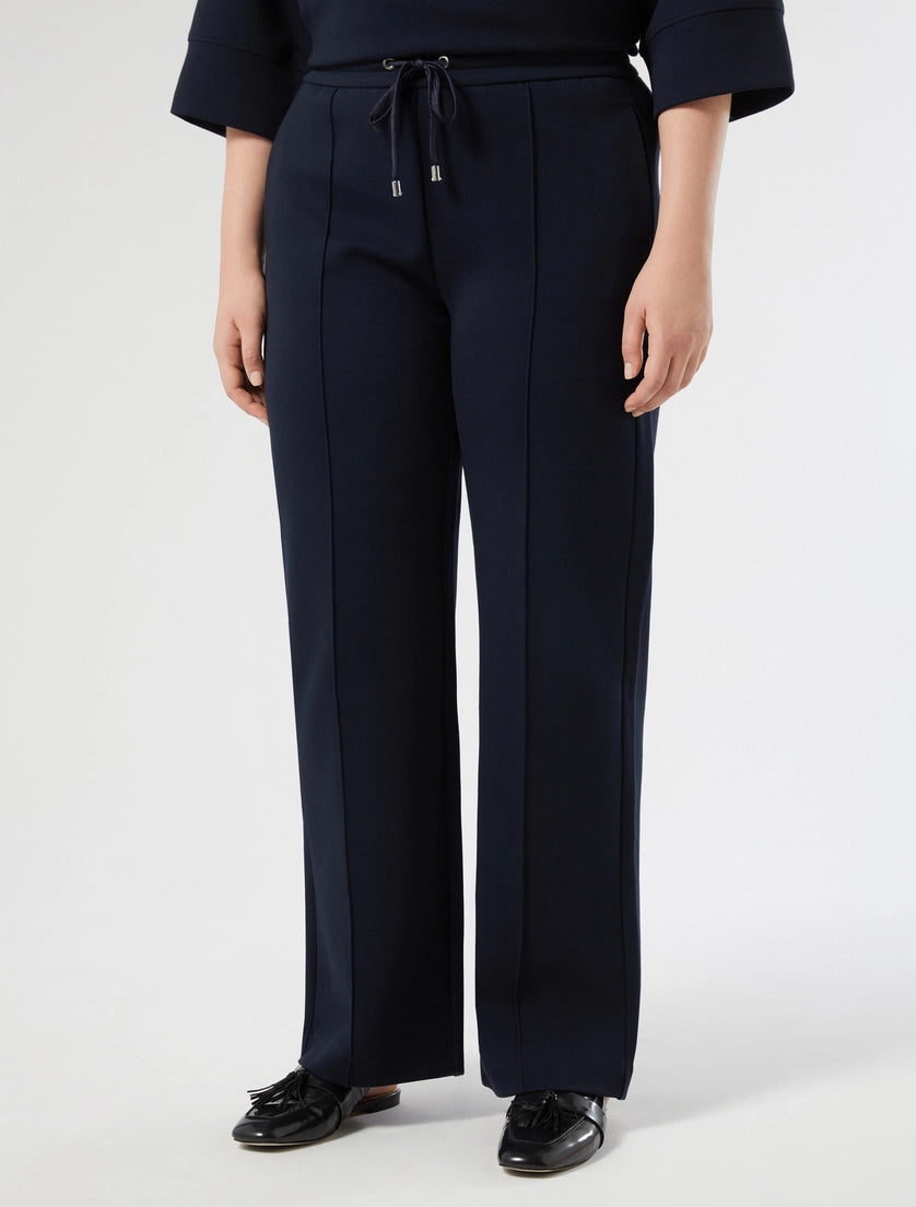 marina rinaldi double-faced cotton-blend jersey trousers for woman
