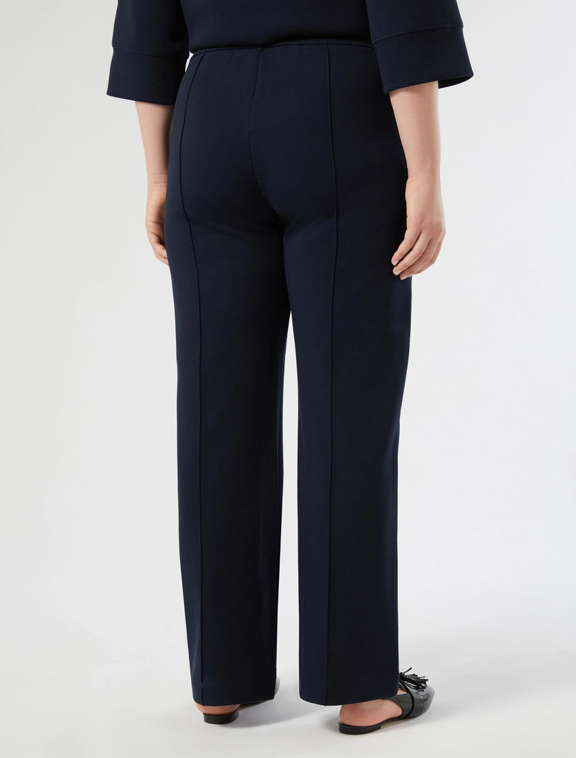 marina rinaldi double-faced cotton-blend jersey trousers for woman