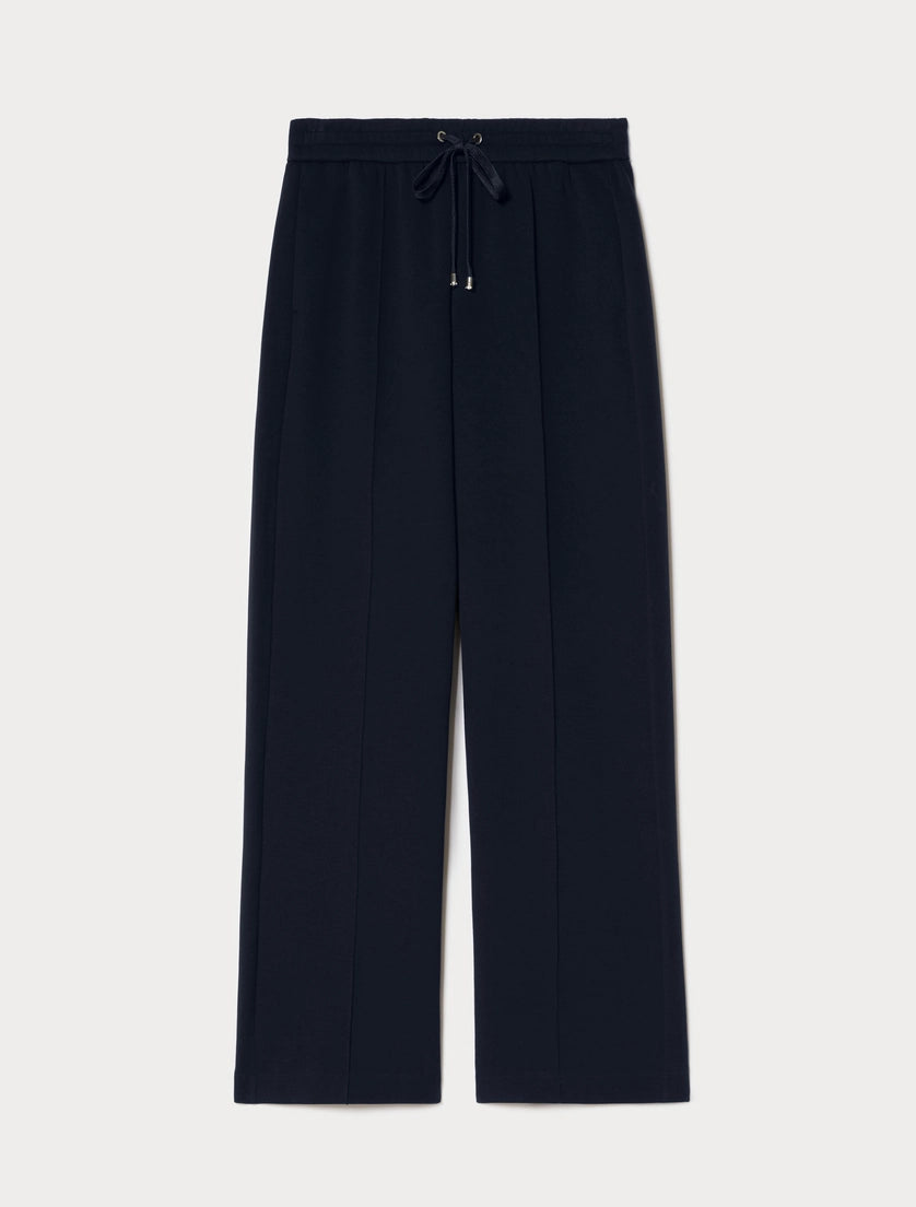 marina rinaldi double-faced cotton-blend jersey trousers for woman