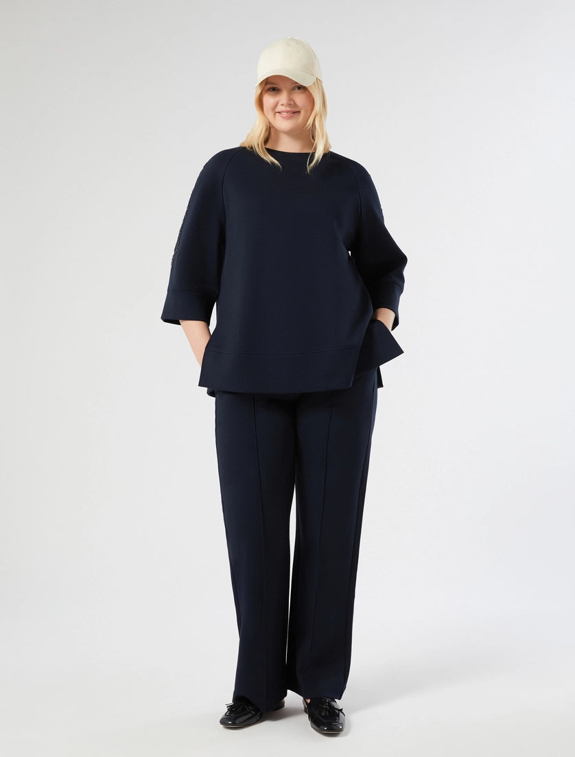 marina rinaldi double-faced cotton-blend jersey trousers for woman