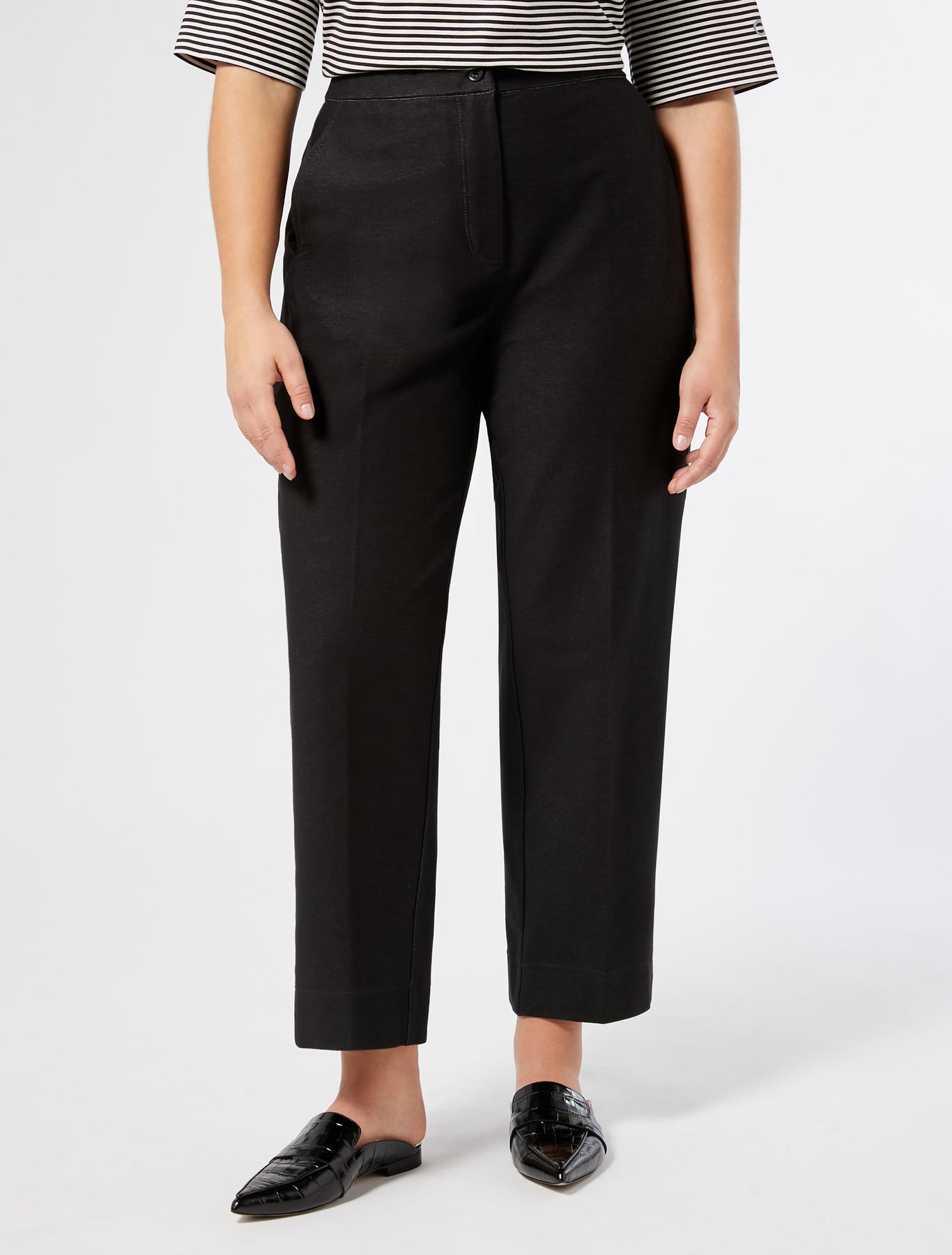 Denim-effect jersey trousers