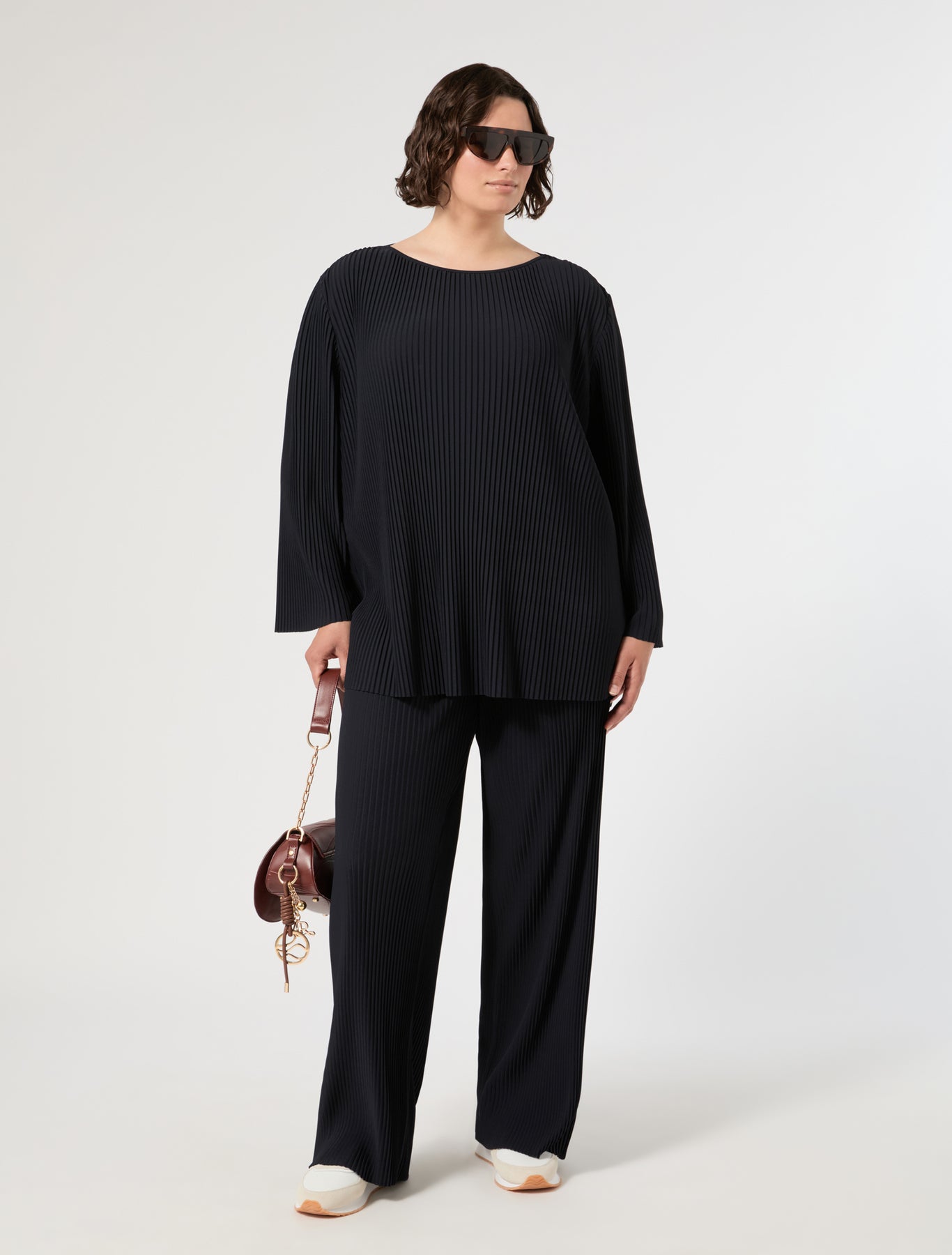 Marina Rinaldi pleated jersey trousers for woman