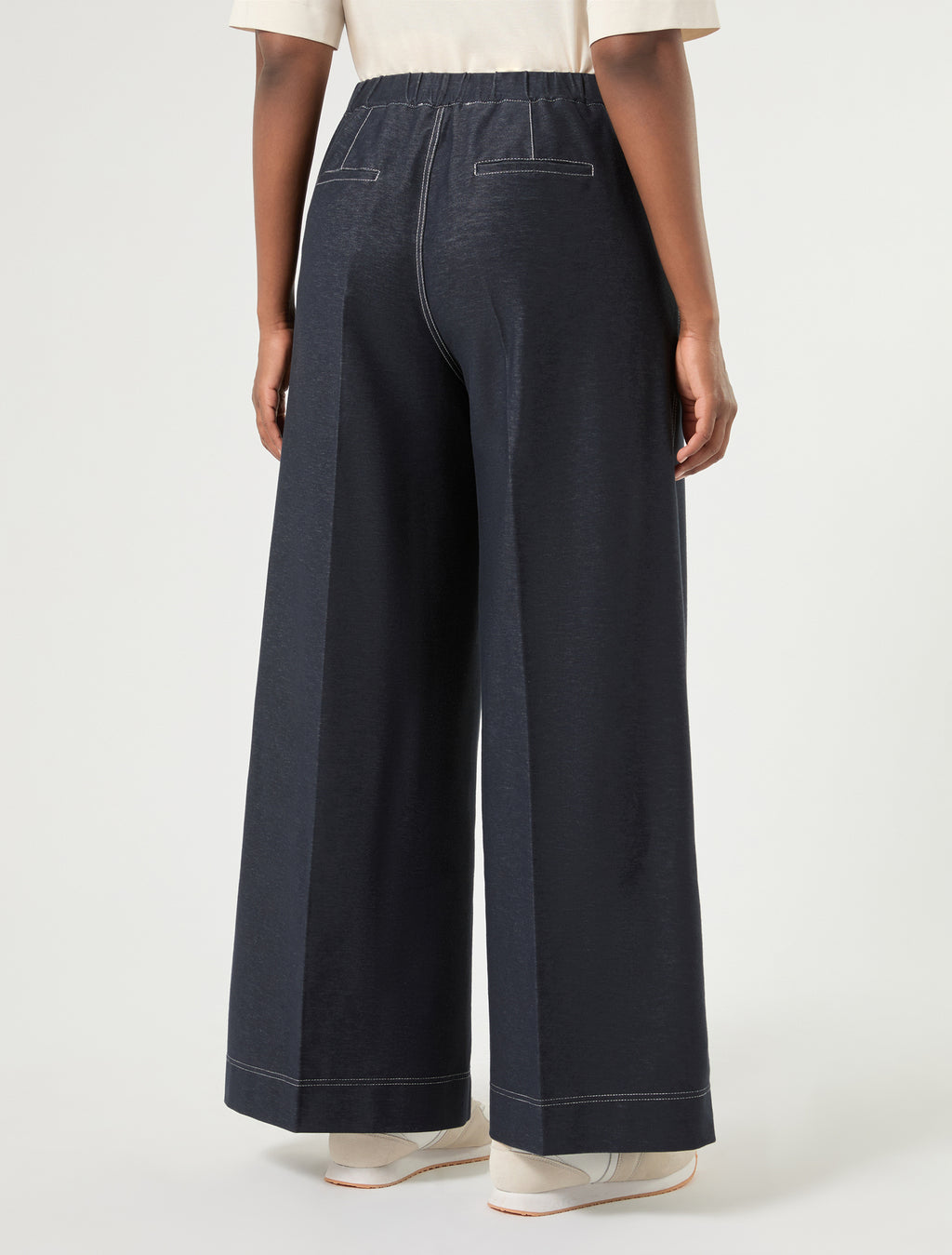 Marina Rinaldi denim-effect jersey trousers for woman