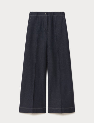 Marina Rinaldi denim-effect jersey trousers for woman