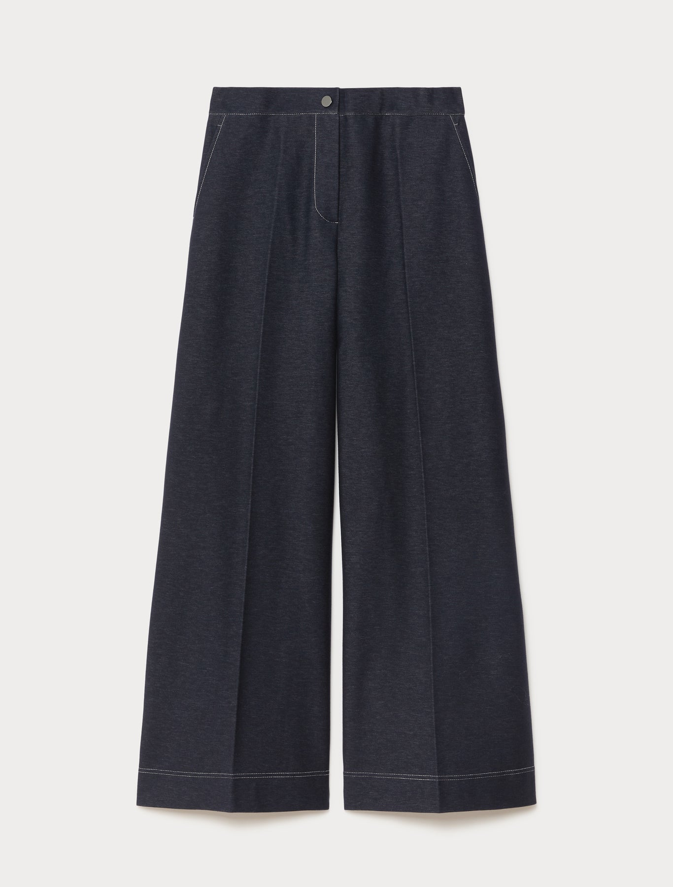 Marina Rinaldi denim-effect jersey trousers for woman