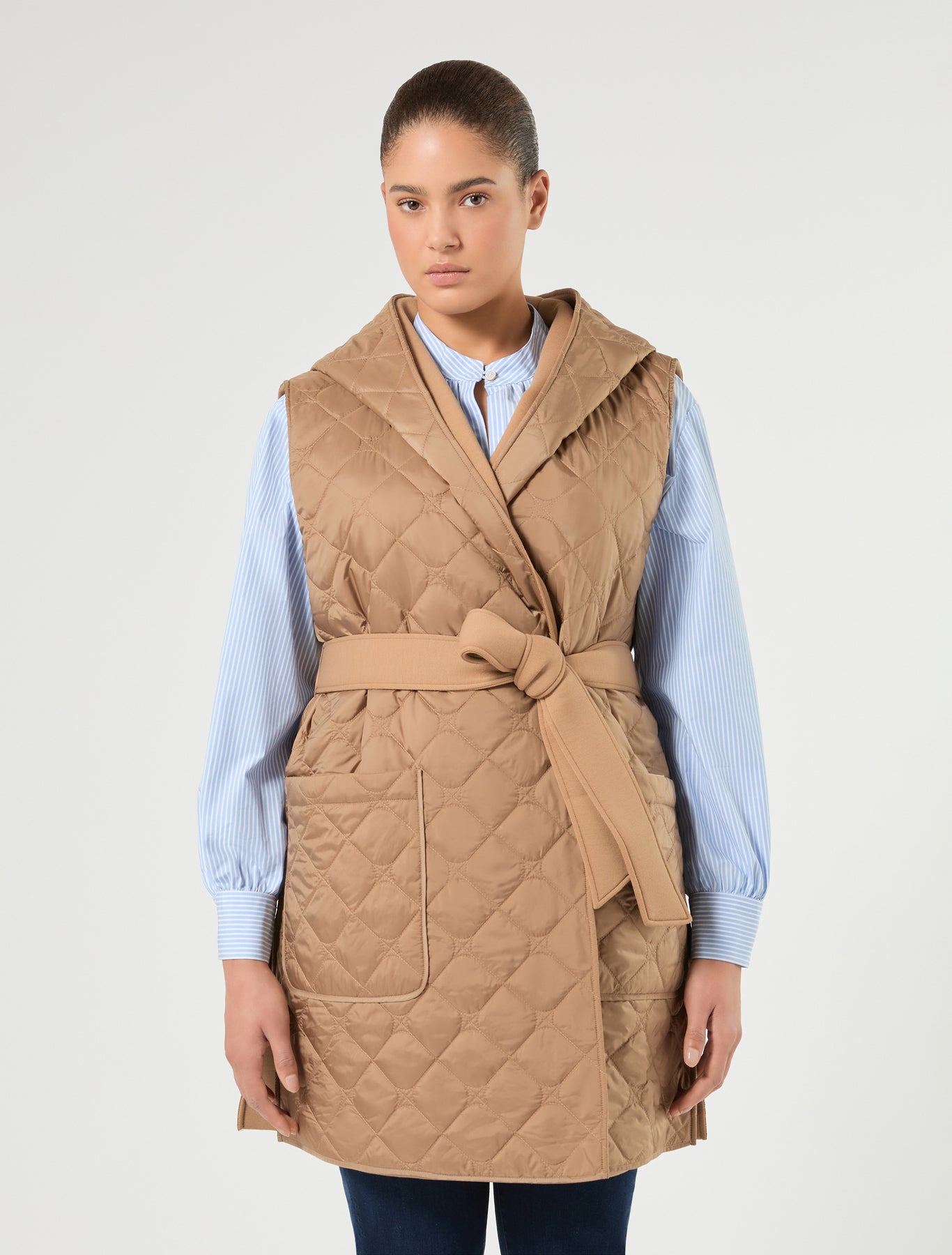 Marina Rinaldi reversible scuba jersey and nylon gilet for woman