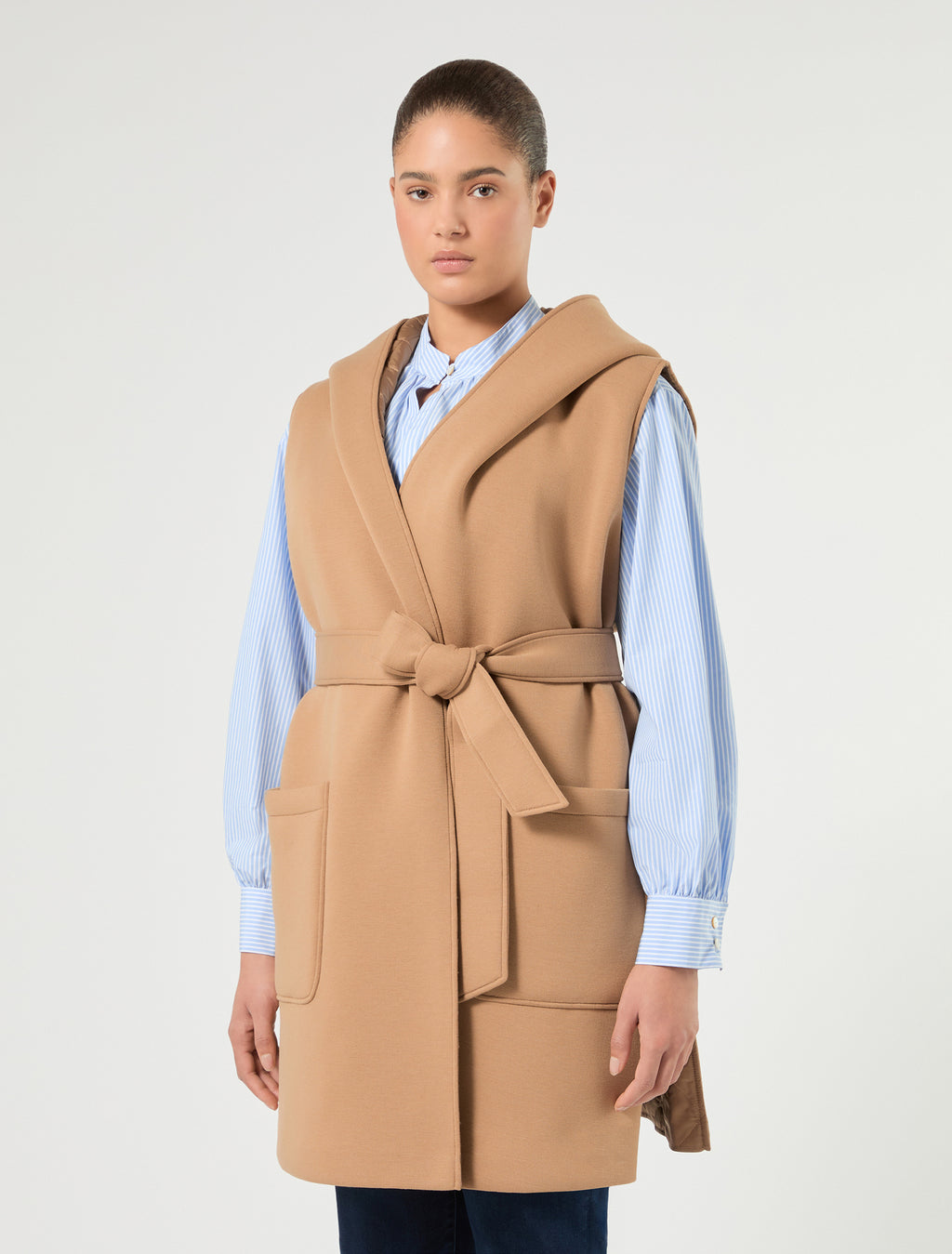 Marina Rinaldi reversible scuba jersey and nylon gilet for woman