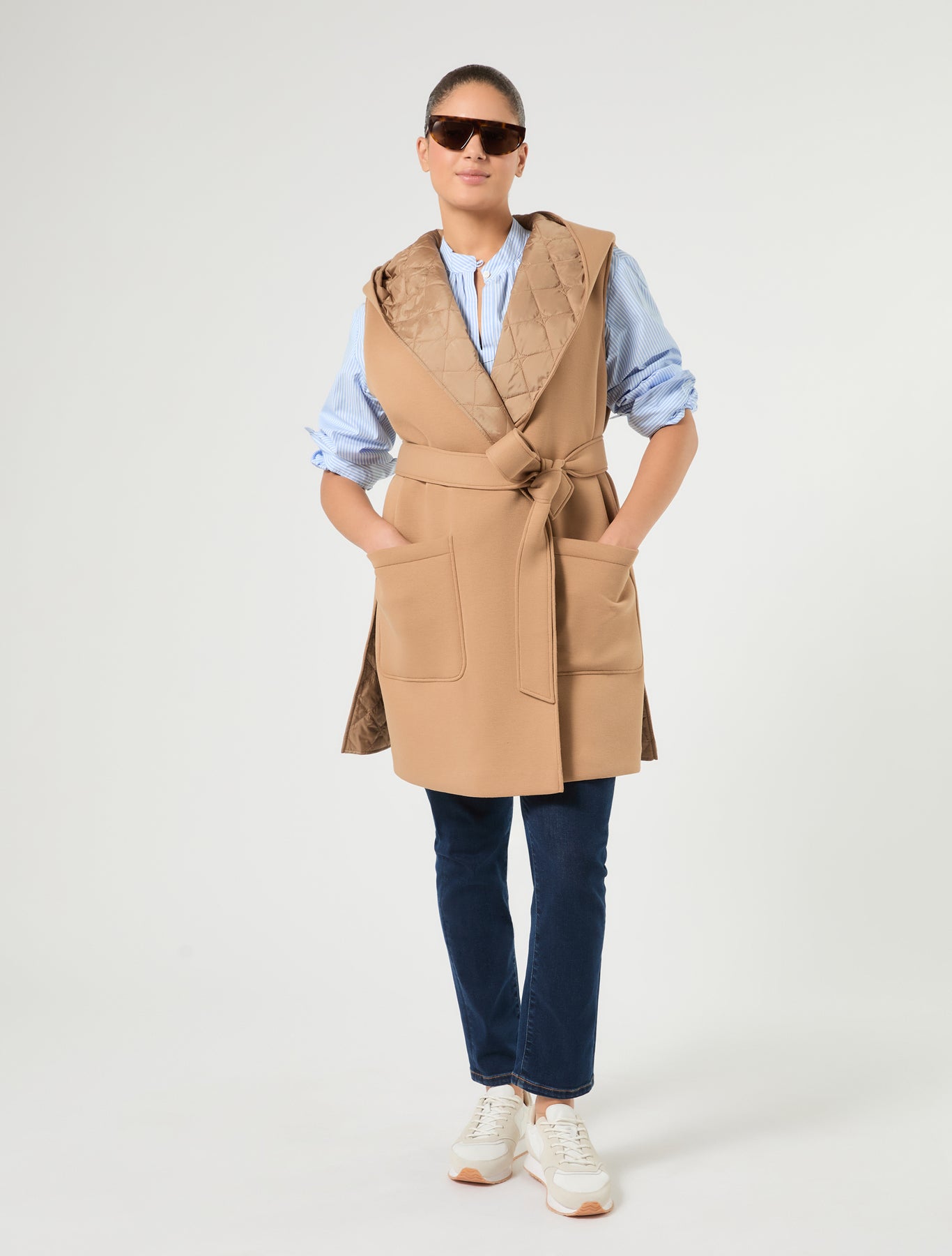 Marina Rinaldi reversible scuba jersey and nylon gilet for woman