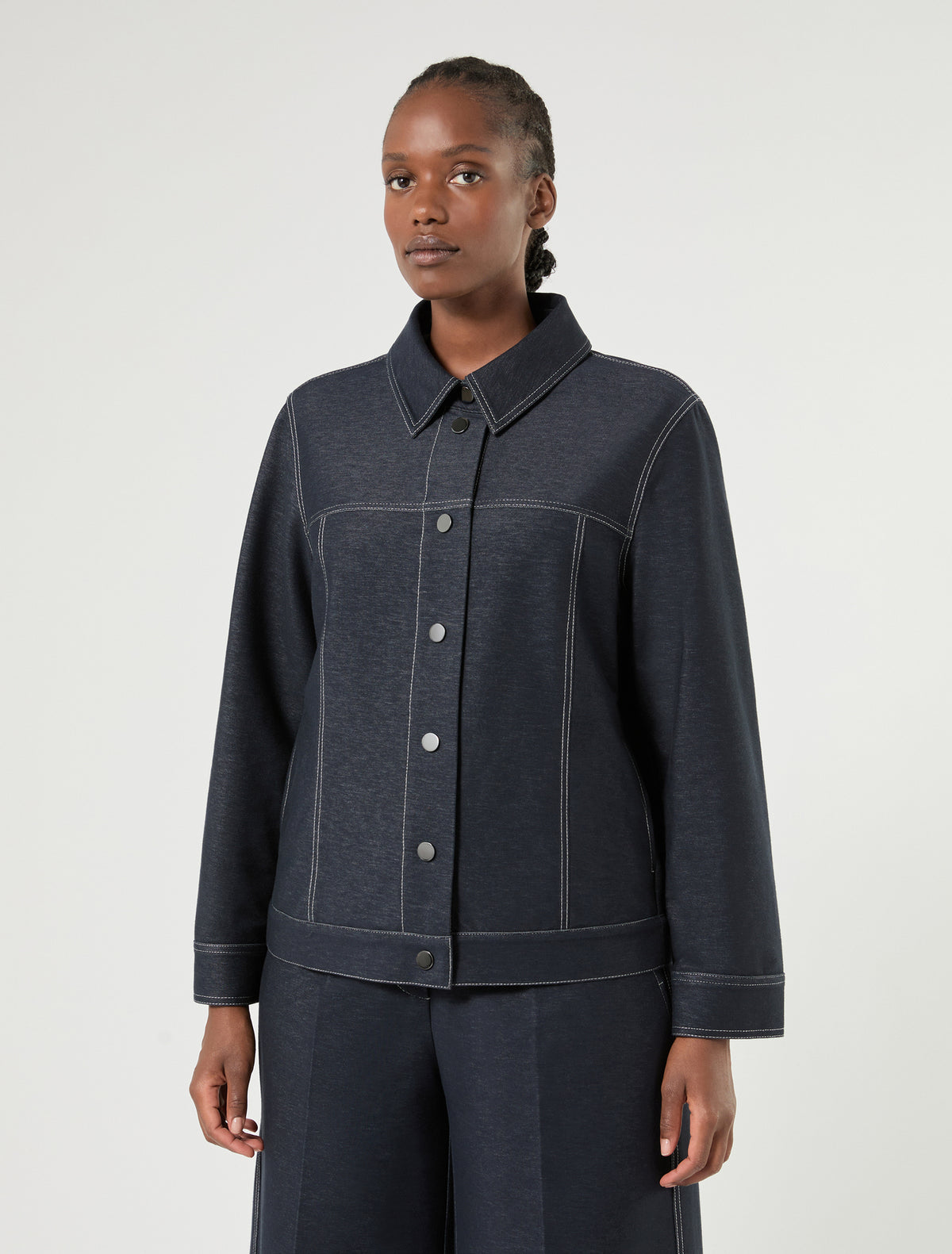 Marina Rinaldi jacket in jersey-effect denim for woman