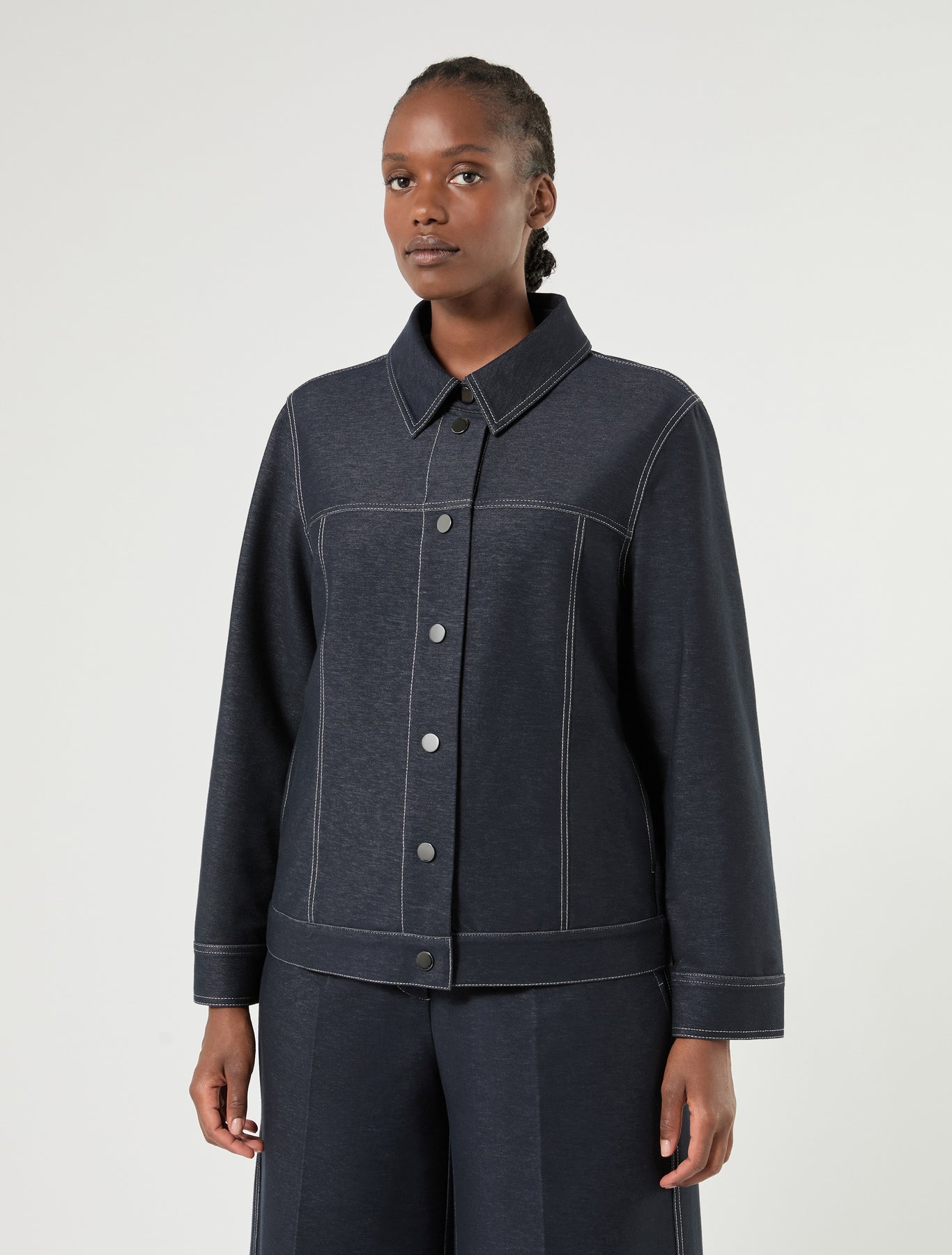 Marina Rinaldi jacket in jersey-effect denim for woman