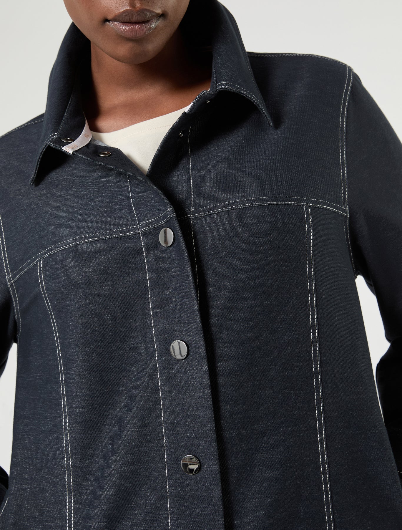 Marina Rinaldi jacket in jersey-effect denim for woman