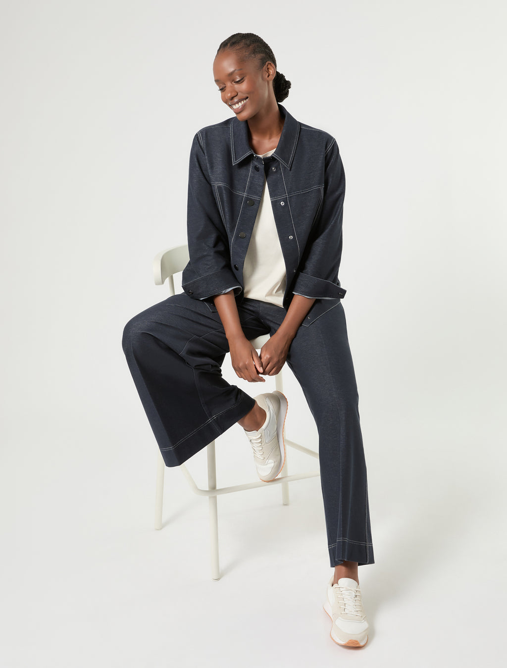 Marina Rinaldi jacket in jersey-effect denim for woman
