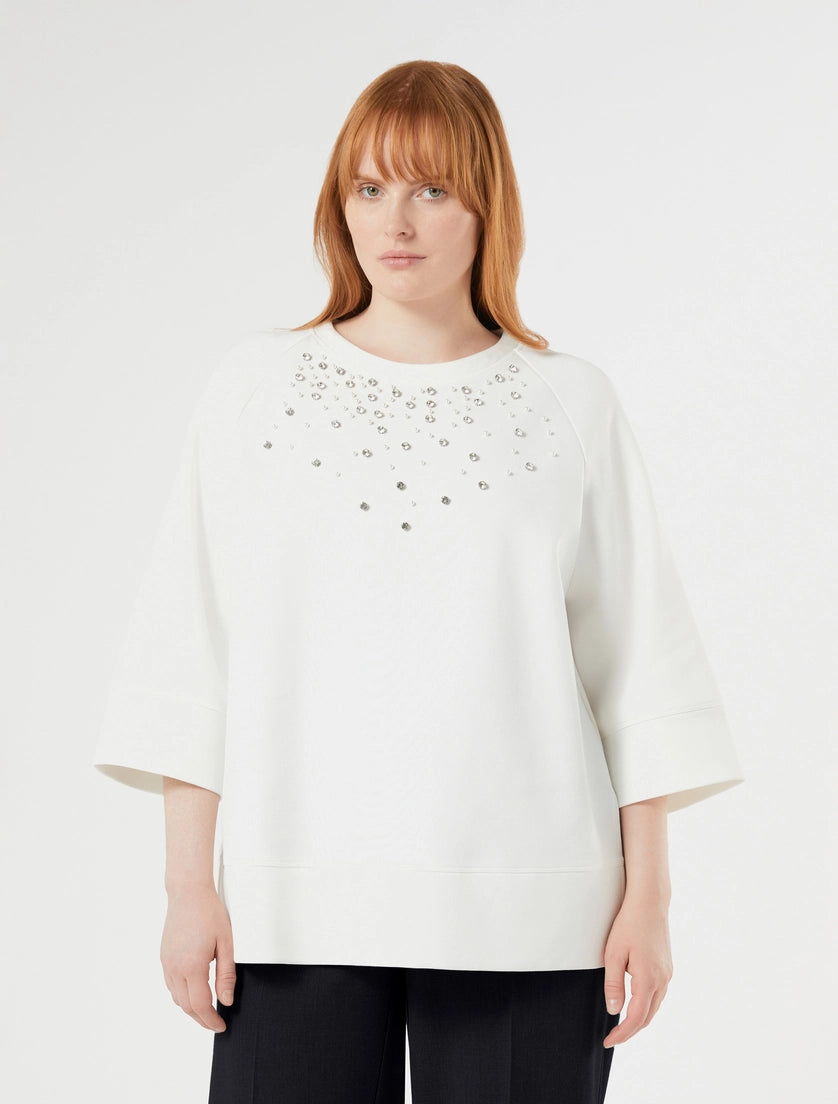 marina rinaldi embroidered jersey sweatshirt for woman