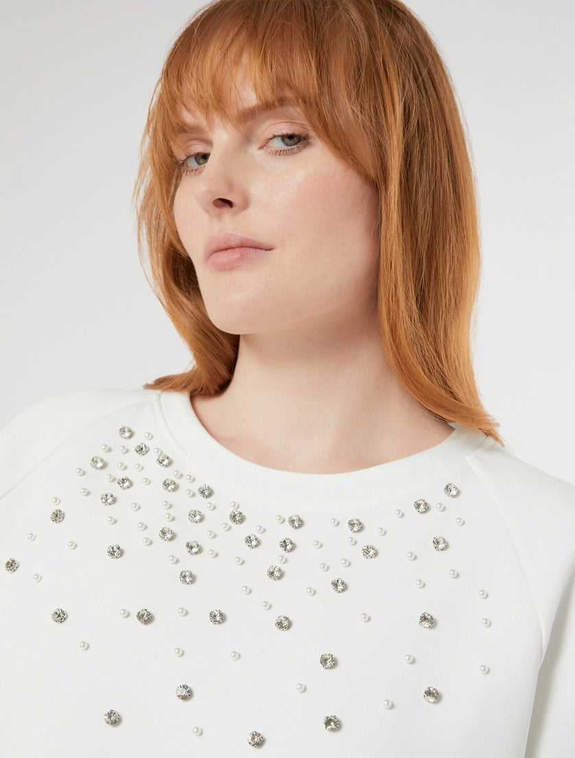 marina rinaldi embroidered jersey sweatshirt for woman