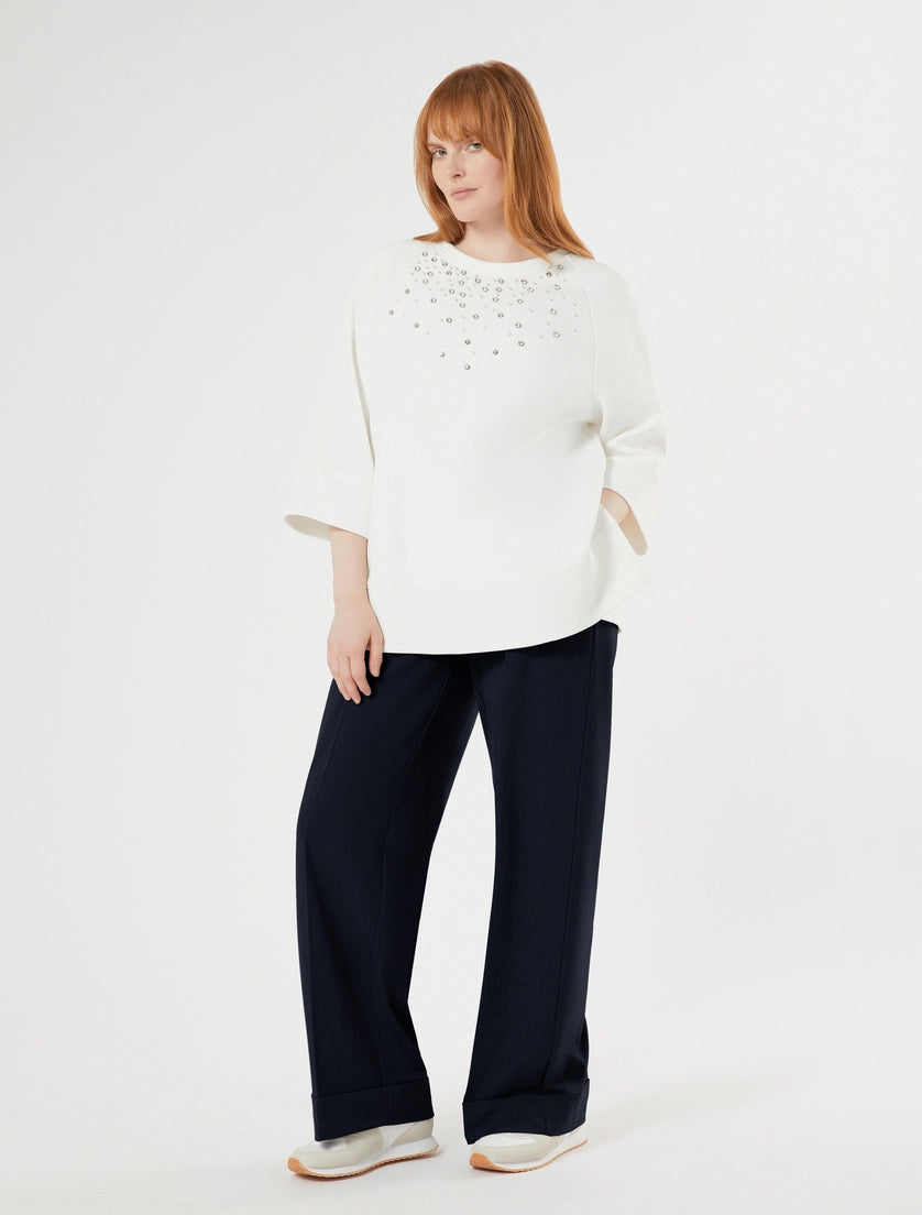 marina rinaldi embroidered jersey sweatshirt for woman