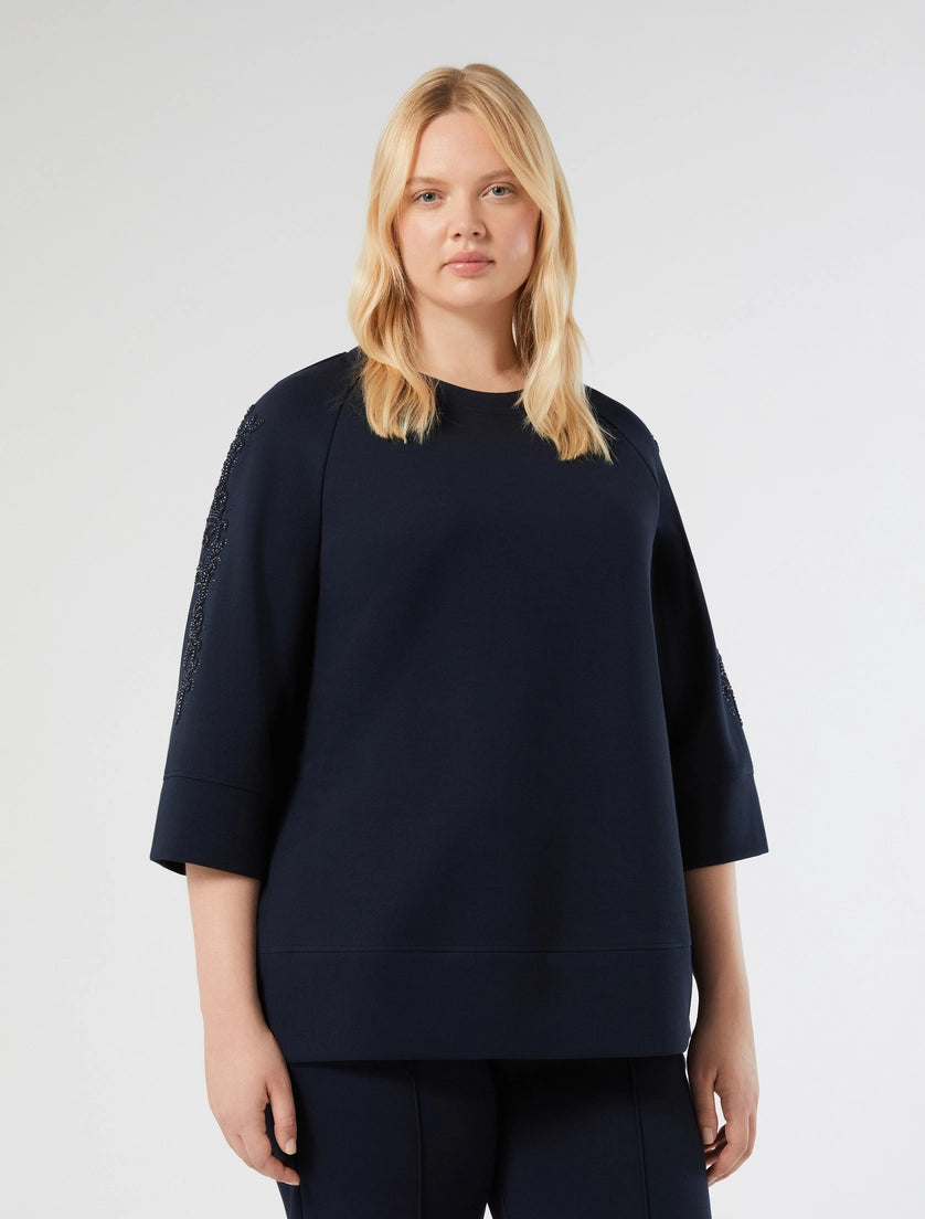 marina rinaldi embroidered jersey sweatshirt for woman