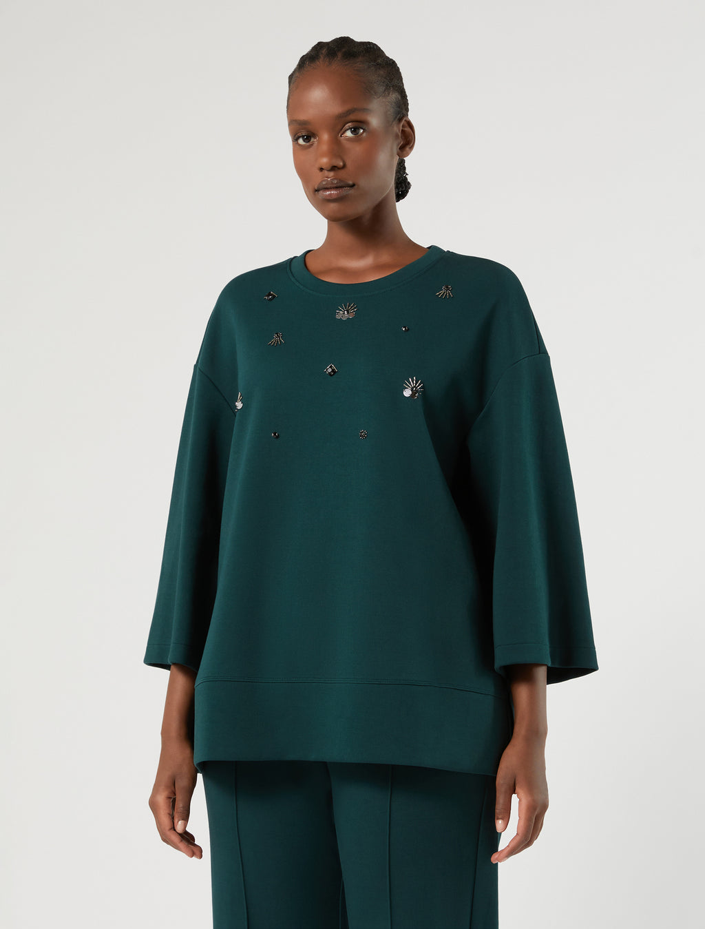 Marina Rinaldi embroidered jersey sweatshirt for woman