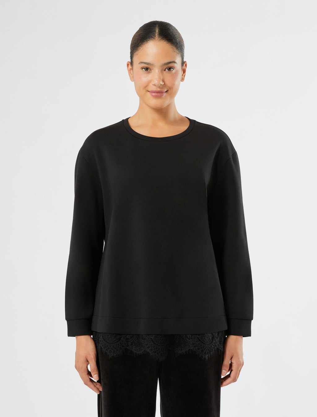 Marina Rinaldi lace-trimmed scuba sweatshirt for women