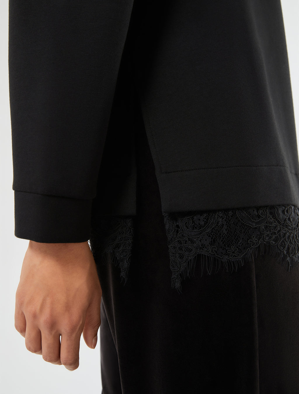 Marina Rinaldi lace-trimmed scuba sweatshirt for women
