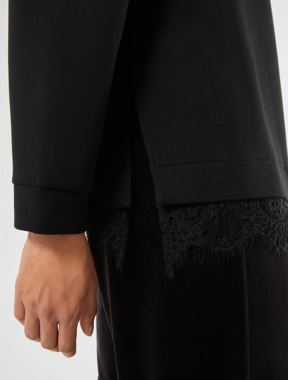 Marina Rinaldi lace-trimmed scuba sweatshirt for women