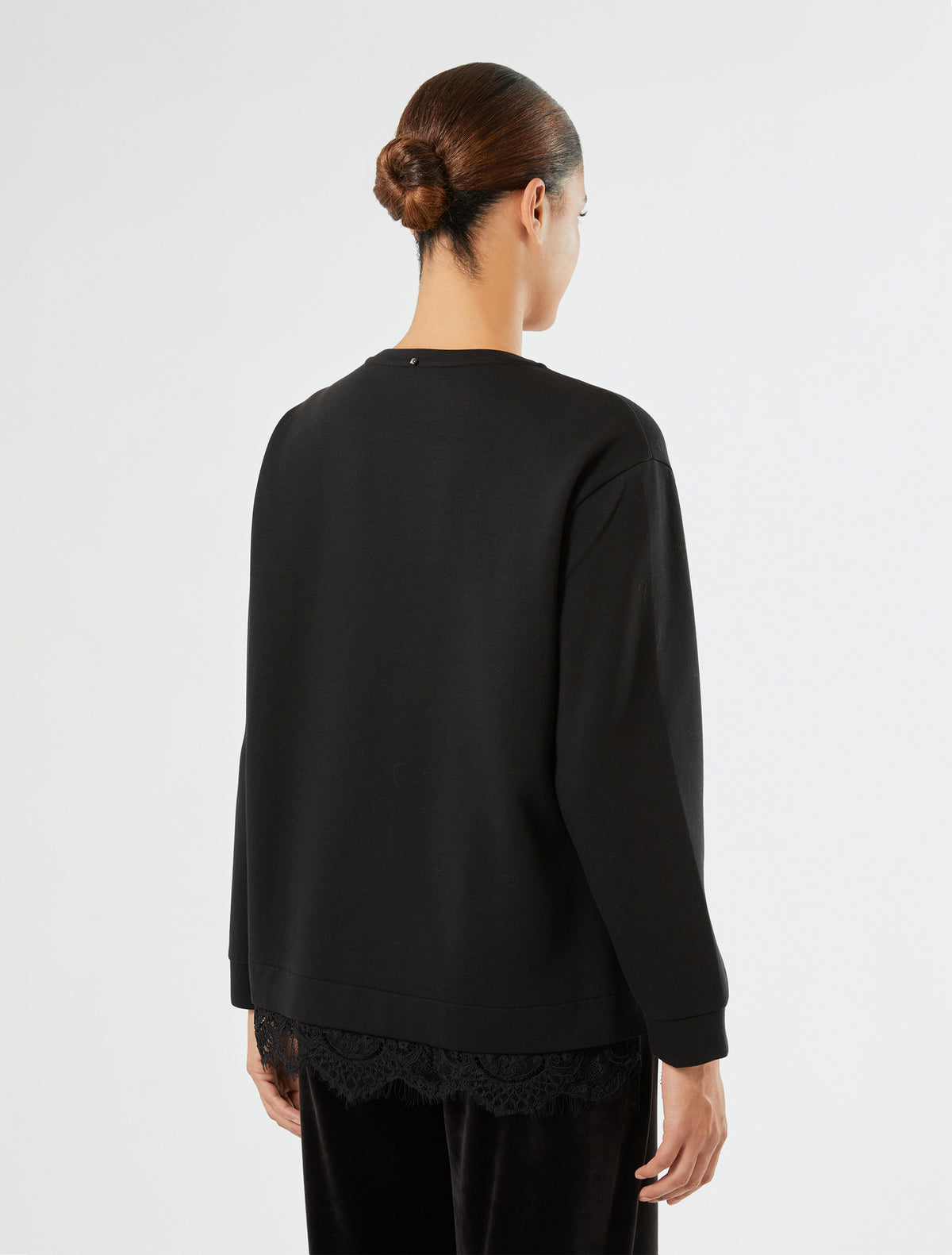 Marina Rinaldi lace-trimmed scuba sweatshirt for women